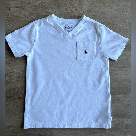 Polo Ralph Lauren Youth S V neck pocket tee White - Picture 1 of 5